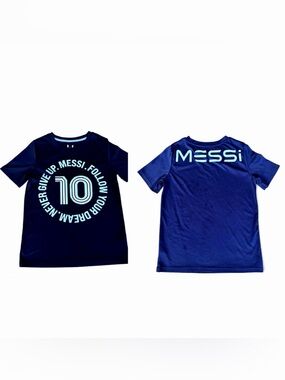 Messi Collection Youth M 10/12 Blue Soccer Tee #10 Graphic Shirt Kids Unisex